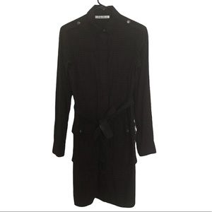 Kenneth Cole New York Collared Tie Waist Plaid Jacket